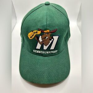 Maine Kennebunkport Moose Strapback Hat Green Vintage Souvenir Cap